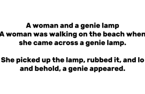 A woman and a genie lamp