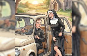 A priest offered a Nun a lift