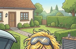 A blonde stopped at a gas station