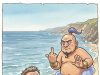 A Man Was Walking Along A California Beach