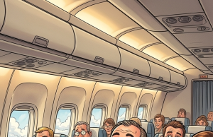 A guy gets on a plane and finds himself seated next to a cute blonde.