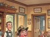 A man walks into the front door of a bar.
