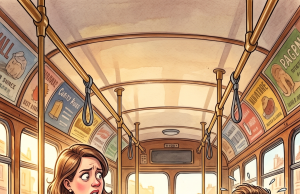 A lady, about eight months pregnant, got on a bus.