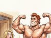A bodybuilder proudly took off his shirt.