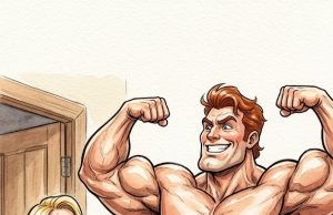 A bodybuilder proudly took off his shirt.